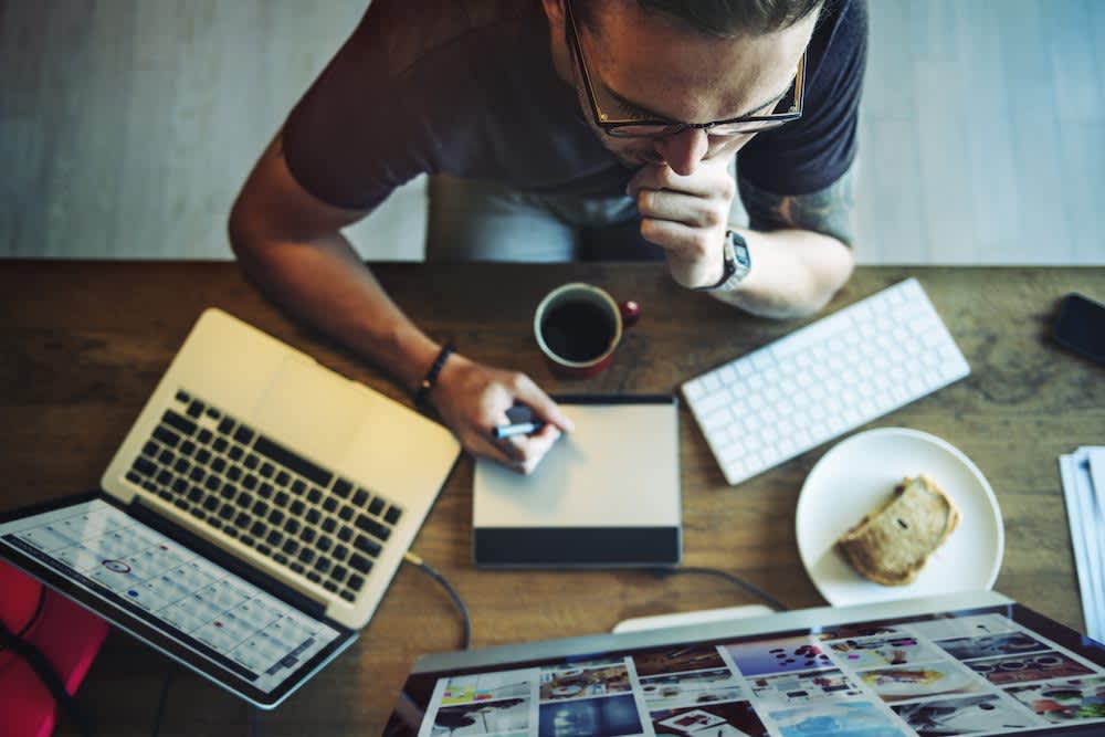 stock photo of a man being productive