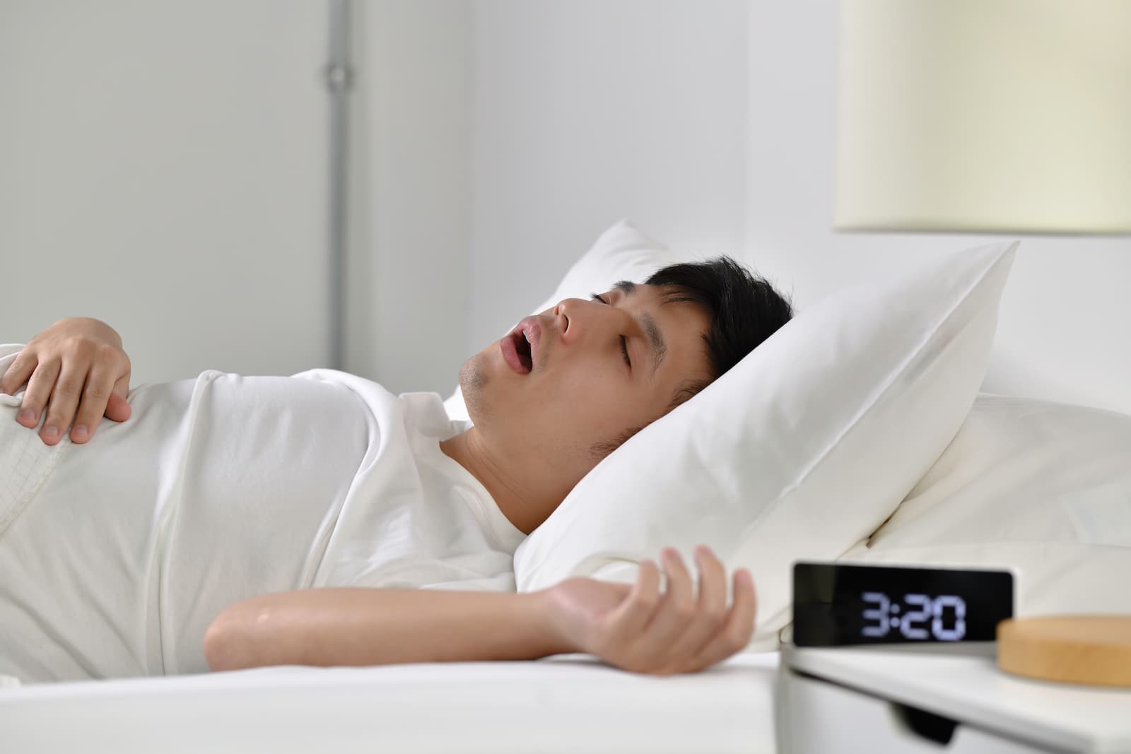 young man with smaller lower jaw, snoring