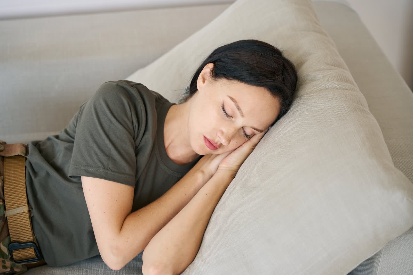 uniformed person sleeping