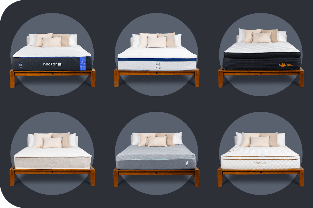 6 beds on black background